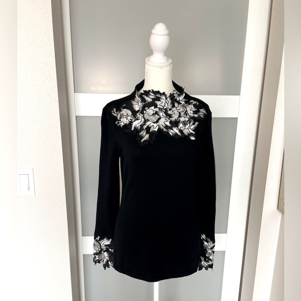 Alberto Makali Embelished Bell Sleeve Sweater Top